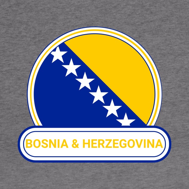 Bosnia and Herzegovina Country Badge - Bosnia and Herzegovina Flag by Yesteeyear